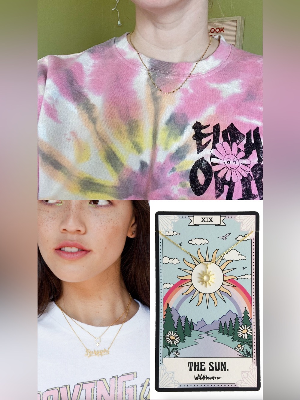 Dainty Gold Necklace Bundle Tarot Celestial Set of 3